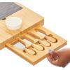imagemDesign Serving Charcuterie BoardsAccessories  Wood and Slate Appetizer Holder Board with Cheese Knife Set Ceramic Bowl Chalk Pencils and Label Flags  Natural Wood