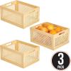 imagemDesign Small Decorative Wooden Crate Storage Box Rustic Pine Wood Organizer Bin Basket w BuiltIn Handles for Kitchen Pantry Cupboard Cabinet  Home Sort Collection  3 Pack  Natural Pine