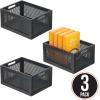 imagemDesign Small Decorative Wooden Crate Storage Box Rustic Pine Wood Organizer Bin Basket w BuiltIn Handles for Kitchen Pantry Cupboard Cabinet  Home Sort Collection  3 Pack  Black Pine