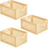 imagemDesign Small Decorative Wooden Crate Storage Box Rustic Pine Wood Organizer Bin Basket w BuiltIn Handles for Kitchen Pantry Cupboard Cabinet  Home Sort Collection  3 Pack  Natural Pine