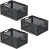 imagemDesign Small Decorative Wooden Crate Storage Box Rustic Pine Wood Organizer Bin Basket w BuiltIn Handles for Kitchen Pantry Cupboard Cabinet  Home Sort Collection  3 Pack  Black Pine
