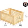 imagemDesign Small Decorative Wooden Crate Storage Box Rustic Pine Wood Organizer Bin Basket wBuiltIn Handles for Kitchen Pantry Cupboard Cabinet or Counter  Home Sort Collection  Natural Pine