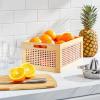 imagemDesign Small Decorative Wooden Crate Storage Box Rustic Pine Wood Organizer Bin Basket wBuiltIn Handles for Kitchen Pantry Cupboard Cabinet or Counter  Home Sort Collection  Natural Pine