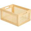 imagemDesign Small Decorative Wooden Crate Storage Box Rustic Pine Wood Organizer Bin Basket wBuiltIn Handles for Kitchen Pantry Cupboard Cabinet or Counter  Home Sort Collection  Natural Pine