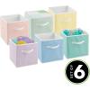imagemDesign Small Fabric Collapsible Organizer Cube Bin Box with Front Handle for Cube Furniture Units Closet or Bedroom Storage Holds Clothing and Linens  Lido Collection  6 Pack  Bright Multicolor