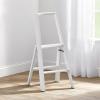 imagemDesign Small Folding Step Ladder Lightweight Slim Step Stool for Kitchen Closet Pantry Living Room Easy Reach MultiPurpose Foldable Stairs with Hand Rails Home Sort Collection Glossy White