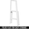 imagemDesign Small Folding Step Ladder Lightweight Slim Step Stool for Kitchen Closet Pantry Living Room Easy Reach MultiPurpose Foldable Stairs with Hand Rails Home Sort Collection Glossy White