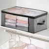 imagemDesign Soft Fabric Closet Storage Organizer Zipper Bag with EasyView Front and Side Windows and Pull Handle for Bedroom Hallway Entryway Nursery Closets 4 Pack  Charcoal GrayBlack