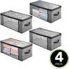 imagemDesign Soft Fabric Closet Storage Organizer Zipper Bag with EasyView Front and Side Windows and Pull Handle for Bedroom Hallway Entryway Nursery Closets 4 Pack  Charcoal GrayBlack