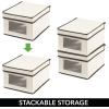 imagemDesign Soft Fabric Stackable Closet Storage Organizer Box with Clear Window and Attached Hinged Lid for Bedroom Hallway Entryway Closets 2 Pack  CreamEspresso Brown