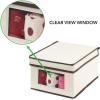 imagemDesign Soft Fabric Stackable Closet Storage Organizer Box with Clear Window and Attached Hinged Lid for Bedroom Hallway Entryway Closets 2 Pack  CreamEspresso Brown