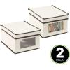 imagemDesign Soft Fabric Stackable Closet Storage Organizer Box with Clear Window and Attached Hinged Lid for Bedroom Hallway Entryway Closets 2 Pack  CreamEspresso Brown