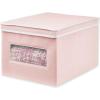 imagemDesign Soft Stackable Fabric Closet Storage Organizer Holder Box Bin with Clear Window Attached Hinged Lid  Bedroom Hallway Entryway Bathroom  Large  4 Pack PinkWhite