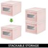 imagemDesign Soft Stackable Fabric Closet Storage Organizer Holder Box Bin with Clear Window Attached Hinged Lid  Bedroom Hallway Entryway Bathroom  Large  4 Pack PinkWhite