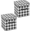 imagemDesign Square GiftWrap and Ornament Storage Box with Handles Holder Container for Christmas or Holiday Decorations  Removable Lid Closet or Cubby Storage Totes Buffalo Plaid 2 Pack BlackWhite