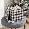 imagemDesign Square GiftWrap and Ornament Storage Box with Handles Holder Container for Christmas or Holiday Decorations  Removable Lid Closet or Cubby Storage Totes Buffalo Plaid 2 Pack BlackWhite