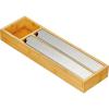 imagemDesign Bamboo Foil Parchment Paper and Plastic Cling Film Wrap Organizer and DispenserCutter for Kitchen Drawer  2 Roll StorageCutting Sections  Home Sort Collection  NaturalSilver