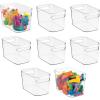 imagemDesign Deep Plastic Toy Bin with Handles Storage Organizer for Kid Nursery Playroom Classroom Hold Books Action Figures Blocks Crayons Dolls 10quot Long Aura Collection 8 Pack Clear