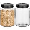 imagemDesign Extra Small Storage Glass Canister Airtight Metal Lid for Kitchen Pantry Counter Cabinet Container for Food Snacks Cooking or Baking Supplies Home Sort Collection 2 Pack ClearBlack