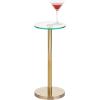 imagemDesign Glass Top SideEnd Drink Table  Small Modern Round Accent Metal Nightstand Furniture for Living Room Dorm Home Office and Bedroom  9quot Round  ClearSoft Brass