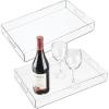imagemDesign Large Modern Acrylic Rectangular Decorative Kitchen Serving Tray with BuiltIn Handles  Serve Food Tea Coffee Breakfast Snacks Cheese Appetizers and Drinks  2 Pack  Clear