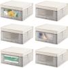 imagemDesign Medium Fabric Stackable Closet Storage Organizer Box with Front WindowLid for Bedroom Office Mudroom Organization Hold Clothes Blankets Linens Lido Collection 6 Pack BlackCream