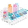 imagemDesign Plastic Adjustable Storage Center for Kitchen Cabinet Pantry Refrigerator Countertop Holds KidsToddlers Bottles Sippy Cups Baby Food Jars 3 Pieces ClearAqua Blue