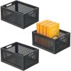 imagemDesign Small Decorative Wooden Crate Storage Box Rustic Pine Wood Organizer Bin Basket w BuiltIn Handles for Kitchen Pantry Cupboard Cabinet Home Sort Collection 3 Pack Black Pine