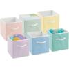 imagemDesign Small Fabric Collapsible Organizer Cube Bin Box with Front Handle for Cube Furniture Units Closet or Bedroom Storage Holds Clothing and Linens  Lido Collection  6 Pack  Bright Multicolor