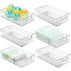 imagemDesign Small Plastic Nursery Storage Container Bins with Handles for Organization in Pantry Cabinet Closet or Cubby Shelves Organizer for Baby Food Bibs Formula and Burp Cloths 6 Pack Clear