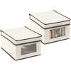 imagemDesign Soft Fabric Stackable Closet Storage Organizer Box with Clear Window and Attached Hinged Lid for Bedroom Hallway Entryway Closets 2 Pack CreamEspresso Brown