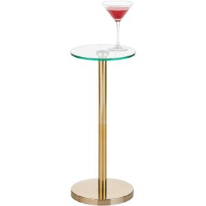imagemDesign Glass Top SideEnd Drink Table  Small Modern Round Accent Metal Nightstand Furniture for Living Room Dorm Home Office and Bedroom  9quot Round  ClearSoft Brass
