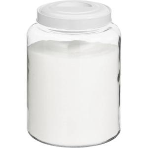 imagemDesign Medium Storage Glass Canister with Airtight Metal Lid for Kitchen Pantry Counter or Cabinet  Container for Food Snacks Cooking or Baking Supplies  Home Sort Collection  ClearWhite