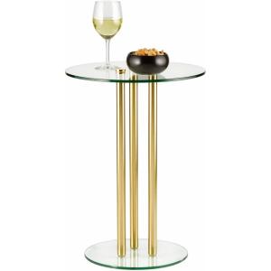imagemDesign Round 16quot Glass Top SideEnd Drink Table  Tall Modern Decorative Accent SideEnd Metal Nightstand Furniture for Bedroom Living Room Home Office Dorm Room  Milan Collection  ClearBrass