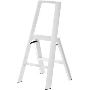 imagemDesign Small Folding Step Ladder Lightweight Slim Step Stool for Kitchen Closet Pantry Living Room Easy Reach MultiPurpose Foldable Stairs with Hand Rails Home Sort Collection Glossy White