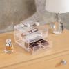 imagemDesign 2 pc Set Stackable Eyeglass Organizer Holder for Sunglasses Eyeglasses Reading Glasses  2 Divided Drawers Clear