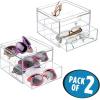 imagemDesign 2 pc Set Stackable Eyeglass Organizer Holder for Sunglasses Eyeglasses Reading Glasses  2 Divided Drawers Clear