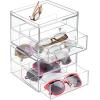 imagemDesign 2 pc Set Stackable Eyeglass Organizer Holder for Sunglasses Eyeglasses Reading Glasses  2 Divided Drawers Clear