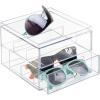 imagemDesign 2 pc Set Stackable Eyeglass Organizer Holder for Sunglasses Eyeglasses Reading Glasses  2 Divided Drawers Clear