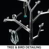 imagemDesign Decorative Plastic Fashion Jewelry Accessory Organizer Tower with Hooks and Storage Tray  Holds and Displays Necklaces Chokers Bracelets Rings Earrings  Tree Stand Design  Clear