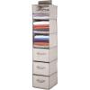 imagemDesign Hanging Shelf with 3 Compartments and 3 Drawers  Synthetic Fibre Fabric  Ideal Clothes Storage Unit  Light GreyLight Brown