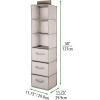 imagemDesign Hanging Shelf with 3 Compartments and 3 Drawers  Synthetic Fibre Fabric  Ideal Clothes Storage Unit  Light GreyLight Brown