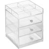 imagemDesign Makeup Organiser  Cosmetic Storage Unit with Tray on Top and 3 Sliding Drawers  Makeup Holder for Lipstick Nail Varnish Eye Shadow Brushes and More  Clear