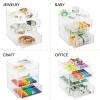 imagemDesign Makeup Organiser  Cosmetic Storage Unit with Tray on Top and 3 Sliding Drawers  Makeup Holder for Lipstick Nail Varnish Eye Shadow Brushes and More  Clear