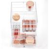 imagemDesign Makeup Organiser  Cosmetic Storage Unit with Tray on Top and 3 Sliding Drawers  Makeup Holder for Lipstick Nail Varnish Eye Shadow Brushes and More  Clear