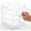 imagemDesign Makeup Organiser  Cosmetic Storage Unit with Tray on Top and 3 Sliding Drawers  Makeup Holder for Lipstick Nail Varnish Eye Shadow Brushes and More  Clear