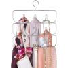 imagemDesign Metal Closet Rod Hanging Accessory Storage Organizer Rack for Womens Leggings Yoga Pants Scarves Ties Camisoles Tank Tops  Snag Free Design  Chrome