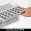 imagemDesign Plastic 4Drawer Jewelry Box  Removable Divided Organizer Trays for Storage on Dresser Vanity Countertop  Holds Earrings Bracelets Necklaces Bangles Rings  ClearGray