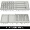 imagemDesign Plastic 4Drawer Jewelry Box  Removable Divided Organizer Trays for Storage on Dresser Vanity Countertop  Holds Earrings Bracelets Necklaces Bangles Rings  ClearGray