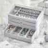 imagemDesign Plastic 4Drawer Jewelry Box  Removable Divided Organizer Trays for Storage on Dresser Vanity Countertop  Holds Earrings Bracelets Necklaces Bangles Rings  ClearGray